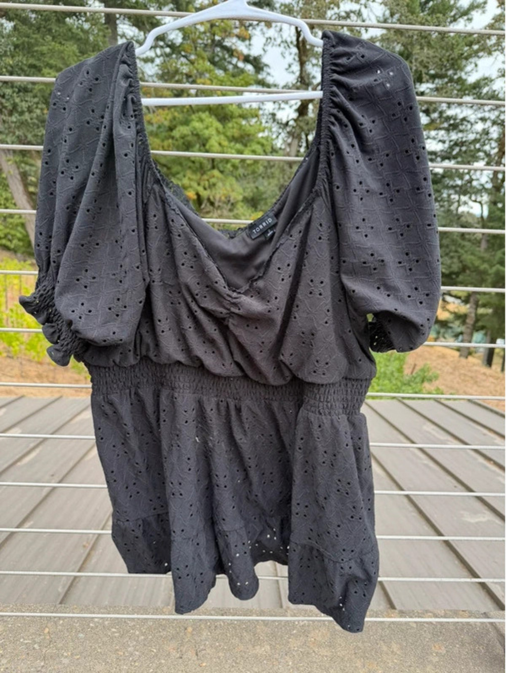 Torrid lined eyelet black babydoll top size 2